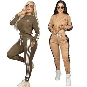 Stylish Women's Tracksuit Set - Brown a